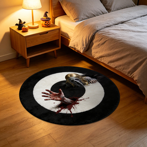 Tapis d'Halloween personnalisé motif démon squelette, tapis fantôme d'Halloween, tapis rond pour salon, tapis à effet visuel vertigineux - Product Image 4
