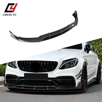 Lèvre de pare-chocs avant aspect fibre de carbone pour Mercedes Benz W205 Classe C C63 C63s Coupé 2015-2021 Kit séparateur avant ABS noir brillant