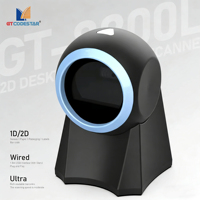 GTCODESTAR Scanner de codes à barres de bureau USB 1D 2D Lecteur de codes QR Scanner laser omnidirectionnel pour l'utilisation sur table et la lecture de codes à barres