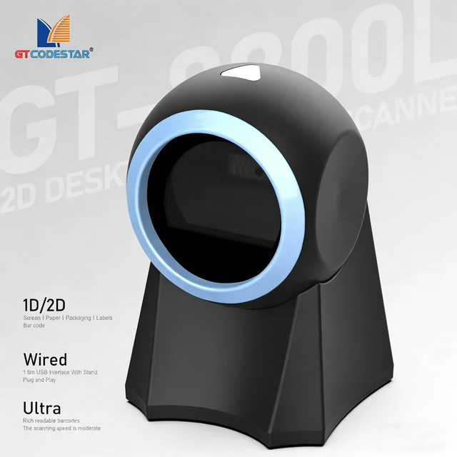 GTCODESTAR Desktop Barcode Scanner USB 1D 2D QR Code Reader Laser Omni Directional Scanner for Table Use and Bar Code Reading