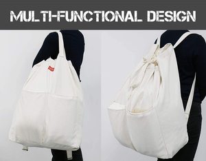 100% Breathable Cotton Canvas <b>Laundry</b> Backpack With <b>Drawstring</b> Closure <b>Laundry</b> <b>Bag</b> With Shoulder Straps 2 Handles Washable - Product Image 3