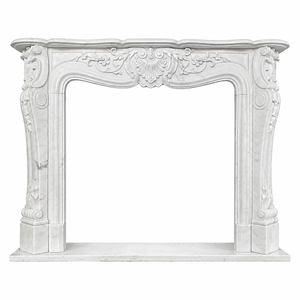 Cheminée en marbre personnalisée, moderne, sculptée à la main, luxueuse, en marbre blanc, avec manteau de cheminée en marbre - Product Image 2