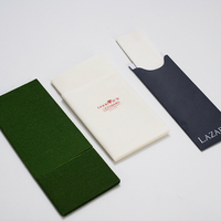 Imprimé LOGO poche pliante sans poussière papier couteau et fourchette sac repas sac serviette mouchoirs en papier Airlaid serviettes en papier