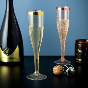 Verres à flûtes à <span class=keywords><strong>champagne</strong></span> en plastique à paillettes dorées jetables bon marché - Product Image 6