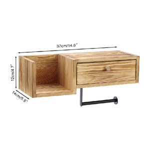 Porte-papier toilette rustique, montage mural vintage avec étagère - Product Image 2