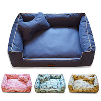Lit pour chien et chat rectangulaire classique moderne, imprimé, housse amovible, base antidérapante, lavable, tissu Oxford imperméable, durable, doux