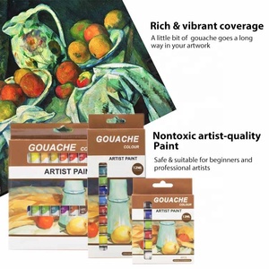 Ensemble de peinture <span class=keywords><strong>gouache</strong></span> <span class=keywords><strong>professionnelle</strong></span> non toxique de 18 couleurs, 12 ml, en gros - Product Image 4