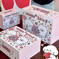Boîte en papier kraft personnalisée, petite, rose, mignonne, avec un emballage de dessin animé, pelliculage mat, gaufrage, revêtement UV