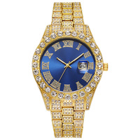2025 SL68 gran oferta Hip Hop cubano hombres reloj de cuarzo Hip Hop completo diamantes reloj chapado en oro acero inoxidable para hombres cristal plata