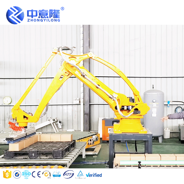 Automatic Industrial Robot Machine Carton Bottle Palletizer with Zhong Yi Long Robot Arm Gripper Line Engine As Core Component
