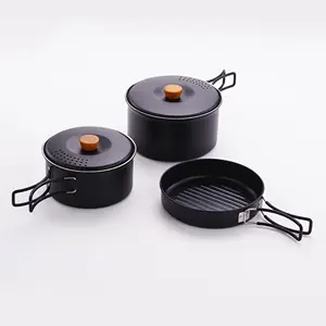 超轻铝合金野营涂层炊具，套装用具户外烹饪茶壶野餐餐具水壶/