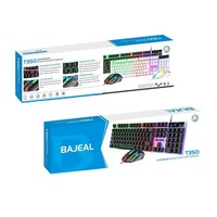 Clavier et souris de jeu Bajeal T350 avec éclairage LED, 104 touches, USB, filaire, rétroéclairage coloré, sensation mécanique, pour ordinateur de bureau