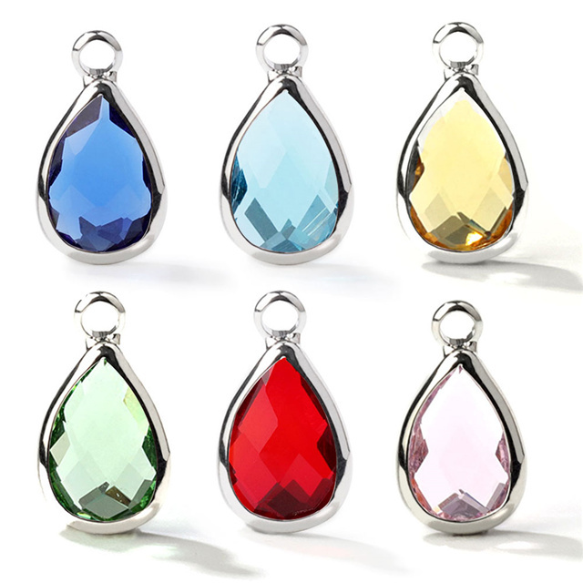 10pcs Water Drop Crystals Birthstone Birth Stone Pendant Charms DIY Handmade Jewelry Making Findings
