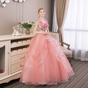 Sweetheart Neckline Ball Gown Dress With 3D Floral Embellishments Chiffon Long Evening Dress For Women Natural Waistline - Product Image 3