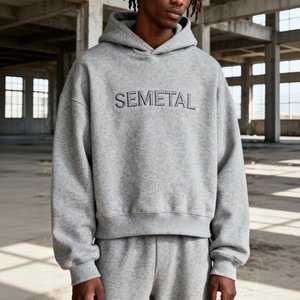 Sudadera con capucha de algodón de lujo para hombre, estilo casual, con hombros caídos, bordado personalizado, corte cropped, peso pesado, oversize, fabricantes - Product Image 2