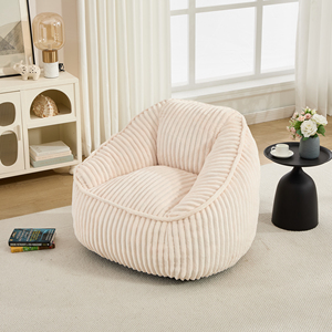 Plush <b>Corduroy</b> Bean <b>Bag</b> Chair Fluffy Floor Seat with Armrests Soft Lounge Sofa for Living Room - Product Image 5