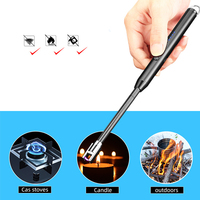 Long bâton flexible briquet électronique barbecue camping en plein air allumage USB charge arc briquet de cuisine