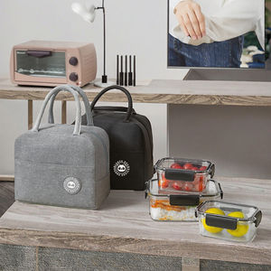 Sac à déjeuner isotherme en tissu Oxford écologique avec fermeture éclair et feuille d'aluminium épaisse pour pique-nique, stockage et transport alimentaire - Product Image 2