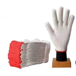 white cotton knitted household garden labour industrial safety work gloves