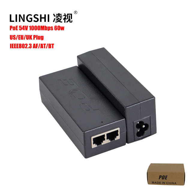 Gigabit PoE++ Injector Adapter 65W 54V BT Power Over Ethernet Plus 10/100/1000Mbps IEEE 802.3af/at/bt Compliant SNMP QoS 2-Port