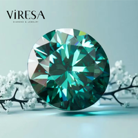 Pierre de Moissanite Colorée Ronde Certifiée, Tailles 3-8mm, 0.1-2.0 CT, Passe le Testeur de Diamant pour la Fabrication de Bijoux