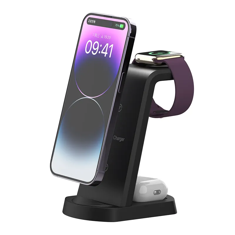 Hot Selling New 3-1OEM 15w 10w Fast QI All In One Phone Quick Charging Docking Station Custom 3in1 Wireless Charger for iphone