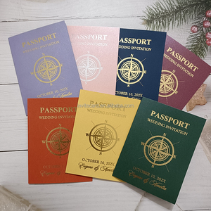 Invitation de <span class=keywords><strong>mariage</strong></span> en forme de <span class=keywords><strong>passeport</strong></span> noir mat avec billet d'embarquement et avion en acrylique doré vert bordeaux, passeports pour fête d'anniversaire - Product Image 6