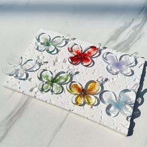 Imported Material Glass Butterfly Pendant Glass Necklace Accessories Gift Niche Instagram-style Gift Diy Components Handmade - Product Image 1