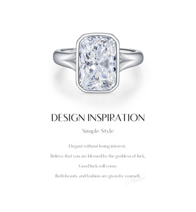 <b>Rectangular</b> <b>Cushion</b> Stone Bezel Set S925 Sterling Silver Ring Elegant Jewelry Gift For Women Proposal Daily Wear - Product Image 6
