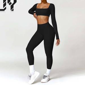 Ensemble de <span class=keywords><strong>sport</strong></span> pour <span class=keywords><strong>femme</strong></span> <span class=keywords><strong>respirant</strong></span> et sans couture, vente chaude 2025, ensemble de <span class=keywords><strong>sport</strong></span> de gym à séchage rapide, survêtement, course à pied, entraînement, chemise de <span class=keywords><strong>sport</strong></span> à manches longues - Product Image 1