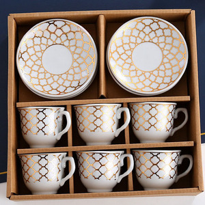 Juego de Tazas de Café de Cerámica para Oficina, Hogar, Hotel, Juego de Regalo de 6 Tazas y 6 Platos - Product Image 1