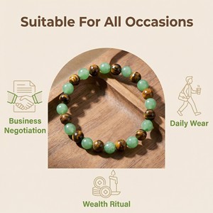 สร้อยข้อมือลูกปัดหินไทเกอร์อายสีเขียวธรรมชาติ สร้อยข้อมือหินบำบัดพลังงานความมั่งคั่ง สำหรับผู้ชาย ผู้หญิง เครื่องประดับจิตวิญญาณ ของขวัญ - Product Image 5