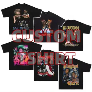 Custom Print Stone Pre Anime Oil Washed Out T Shirt Cotton Blank Black Vintage Acid Wash 300gsm 300 Gsm Tee t Shirt