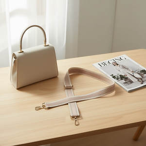 Cinghia per borsa in tessuto da 4 cm color kaki con ganci in metallo per borse a mano - Product Image 3