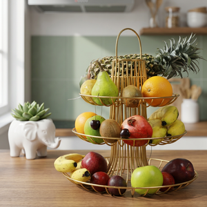 Support à fruits en métal à trois niveaux, rond, moderne, pour la cuisine, rangement durable, conteneur alimentaire - Product Image 2