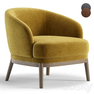 Sillón Individual Nórdico de Madera Maciza, Diseño Moderno y Minimalista con Tela Resistente para Hotel, Oficina, Sala de Estar, Bar - Product Image 2