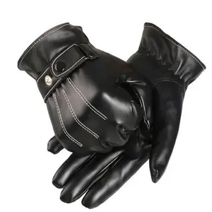 Gants thermiques coupe-vent en cuir PU pour hommes, accessoires chauds et froids, antidérapants, pour cyclisme, hiver