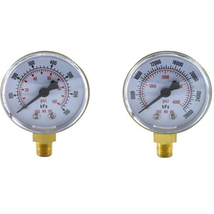 Manomètre à double échelle 0-100psi 0-4000psi pour utilisation avec oxygène et acétylène, sans huile - Product Image 4