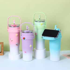 Gobelets isothermes personnalisés en acier inoxydable à double paroi de 40 oz, tasses de voyage écologiques avec poignée, vente en gros de bouteilles d'eau aux États-Unis - Product Image 2