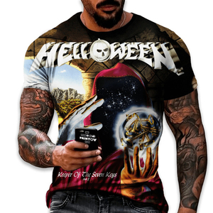 Pesante nuovo Unisex personalizzato All Over Print OEM e ODM top Metal <span class=keywords><strong>Rock</strong></span> <span class=keywords><strong>Band</strong></span> Helloween 3D stampa digitale camicia per uomo e bambino - Product Image 4