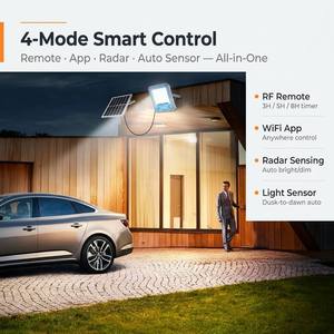 Lampe solaire de camping WOSEN 200W, projecteur, batterie LiFePO4 30Ah, détecteur de mouvement PIR, contrôle par application, IP66, éclairage de sécurité solaire extérieur pour jardin - Product Image 6