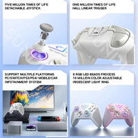 Nouvelle manette de jeu sans fil avec lumières RGB colorées pour Switch/PC/téléphone Android/iOS, joystick de jeu