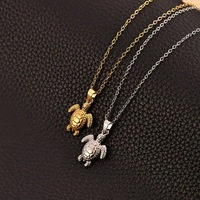 Collar con Colgante de Tortuga de Acero Inoxidable Chapado en Oro de 18K con Cadena de Eslabones, Estilo Bohemio, Joyería Infantil para Aniversario