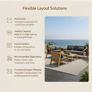 Ensembles de conversation pour patio extérieur canapé de jardin en teck canapé de mobilier d'extérieur canapé de jardin ensemble de canapés en bois - Product Image 5