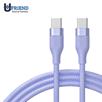 Cable USB C a C con Chip E Mark PD100W, Carga Rápida, Transferencia de Datos de Alta Velocidad, 20V 5A, Cable con Cordón para Teléfono Celular, para Dispositivos Móviles