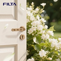 Poignées de porte rondes de luxe avec serrure à levier et écusson, série Aroma, brevet FILTA