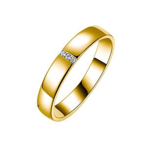 Bague de Fiançailles et de Mariage Minimaliste en Argent S925 Plaqué Or 18K avec 3 Pierres Moissanite VVS Taille Brillant Serties à Plat 4mm - Product Image 1