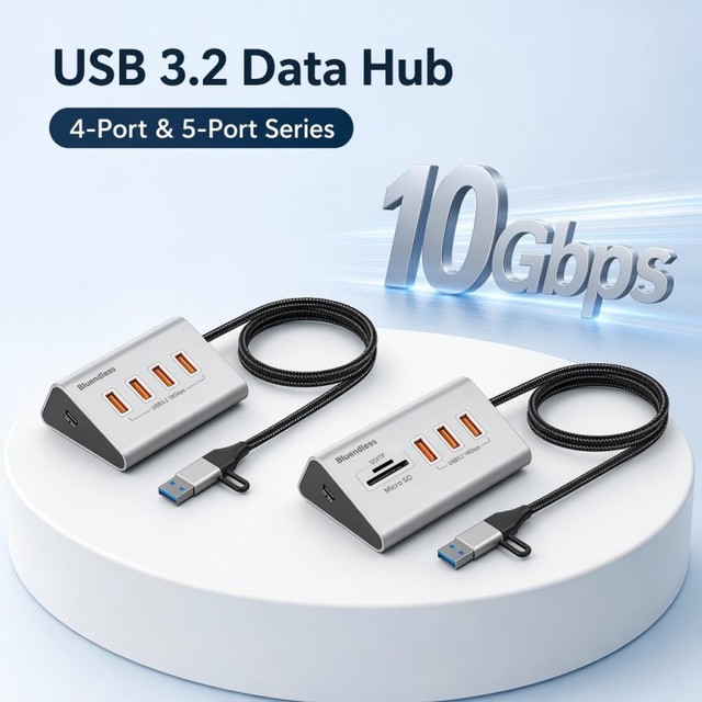 PC Computer Laptop USB C Hub 10Gbps 4 Ports USB 3.2 Data Transfer Adapter Hub with 4 Ports USB A USB 3.2 Gen 2 Super Speed