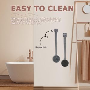 Cepillos de baño multifuncionales de silicona para masaje, herramientas de limpieza para baño, cepillo exfoliante para espalda y cuerpo con cerdas suaves y mango largo - Product Image 5