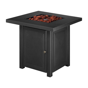 Table de foyer d'extérieur portable et carrée en acier durable Métal noir Propane Autoportant Revêtement en poudre écologique pour le camping - Product Image 1